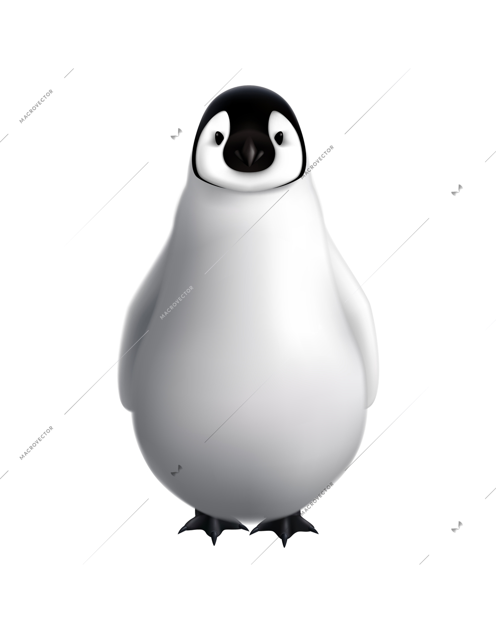 Penguin realistic composition with isolated image of arctic bird on blank background vector illustration