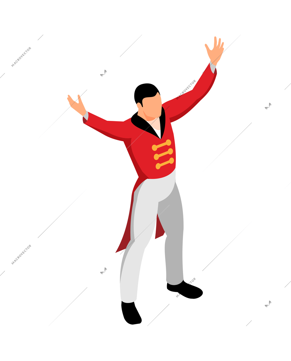 Circus performer profession isometric icons composition with isolated human character of talent at work vector illustration