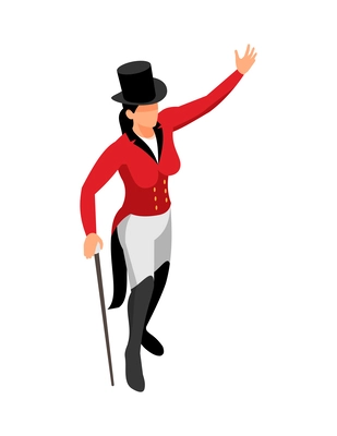 Circus performer profession isometric icons composition with isolated human character of talent at work vector illustration