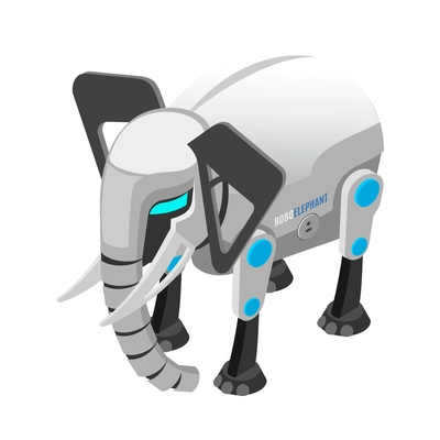 Animal robots isometric composition with isolated image of futuristic automated pet companion on blank background vector illustration