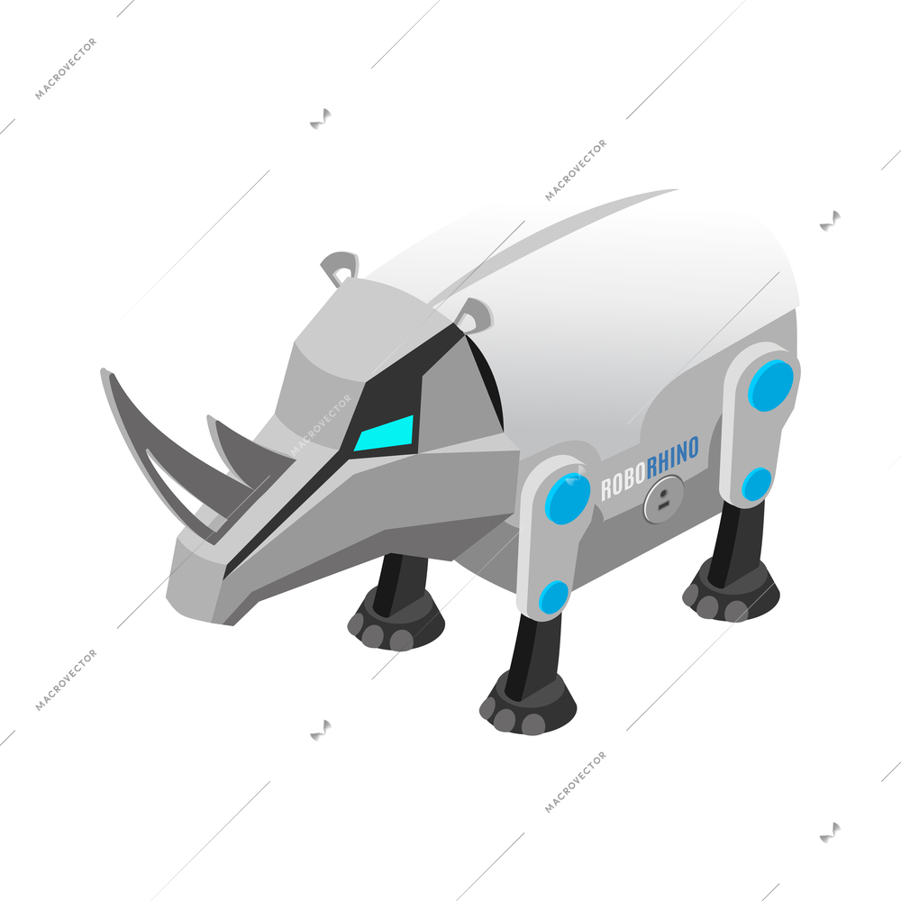 Animal robots isometric composition with isolated image of futuristic automated pet companion on blank background vector illustration