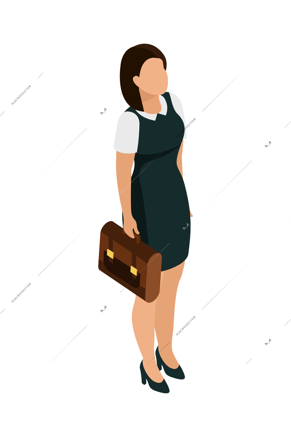 Office isometric people composition with isolated faceless human character of clerk employee on blank background vector illustration