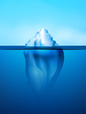 White iceberg on beautiful blue atlantic area background vector illustration