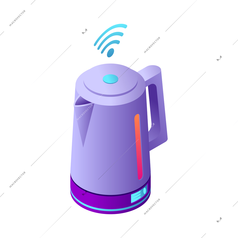 Iot business office isometric composition with neon colored glowing icon of futuristic device on blank background vector illustration