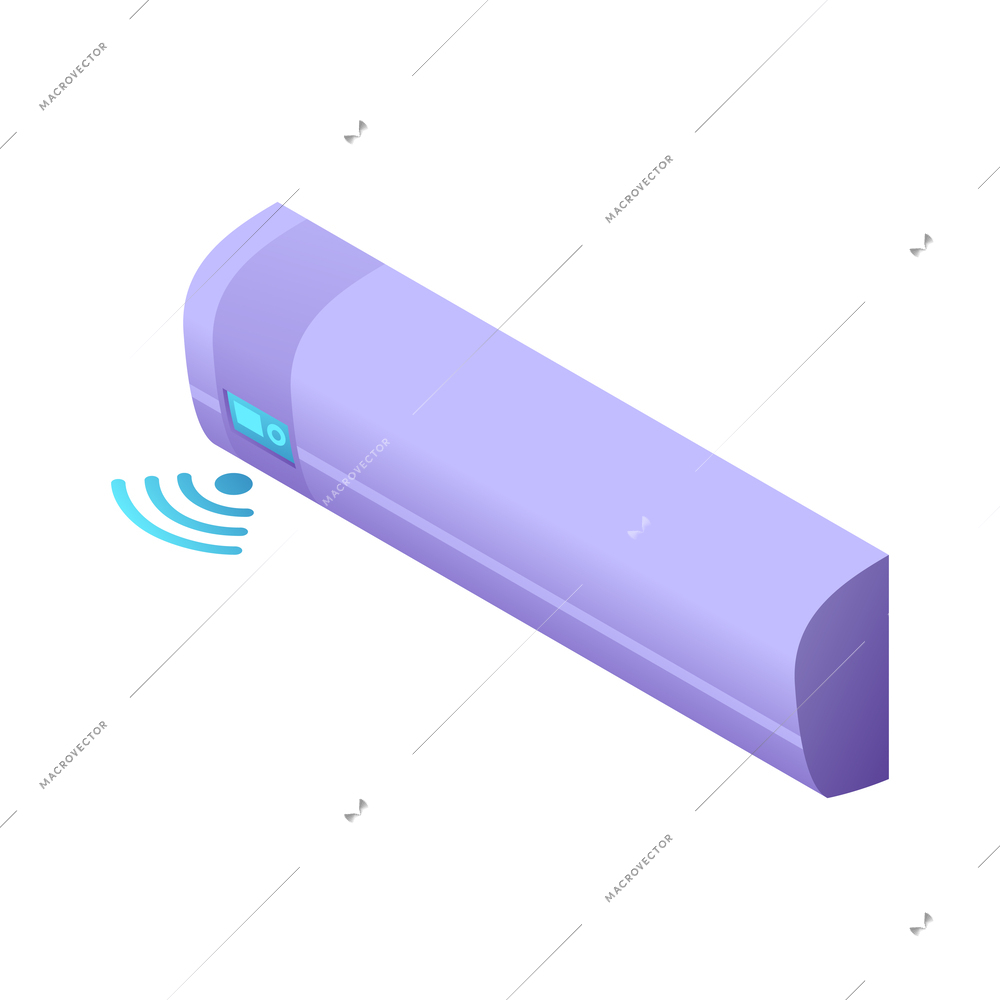 Iot business office isometric composition with neon colored glowing icon of futuristic device on blank background vector illustration