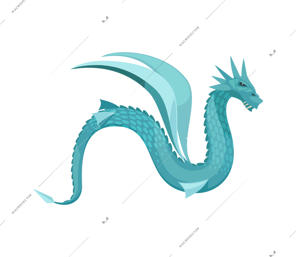 Dragon composition with isolated cartoon style character of magic dragon from fairytale story vector illustration