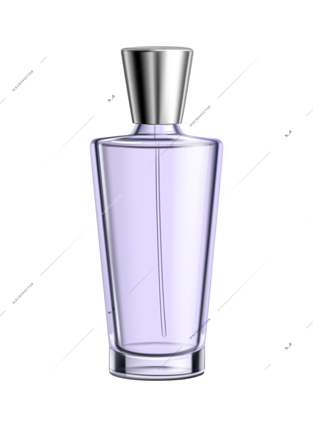 Perfume glass bottles full of liquid realistic 3d transparent composition with isolated image on blank background vector illustration