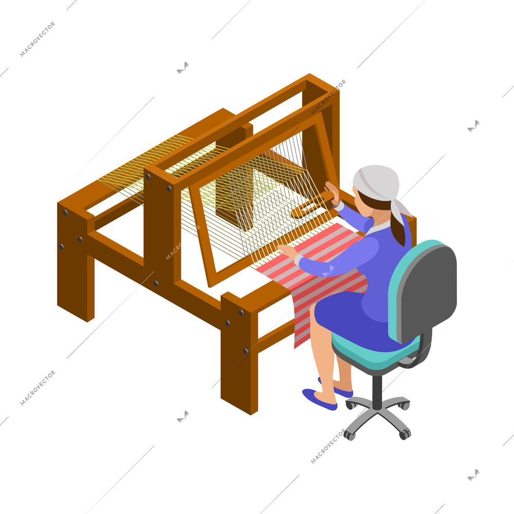 Craftsman isometric icons composition with isolated view of human character at work on blank background vector illustration