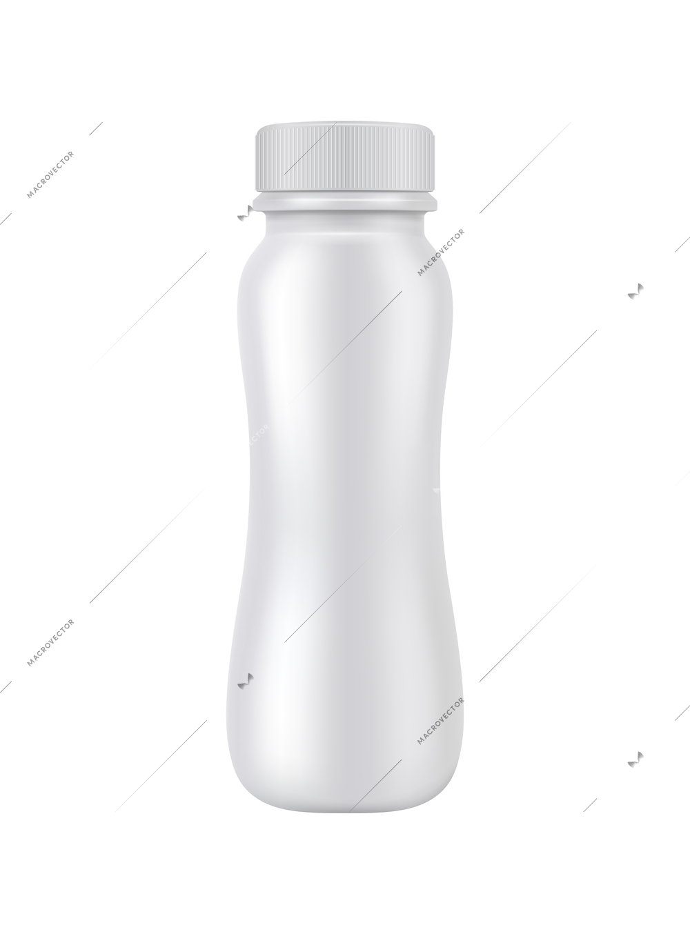 Realistic milk bottle package composition with isolated mockup image of dairy product packaging with empty collar vector illustration