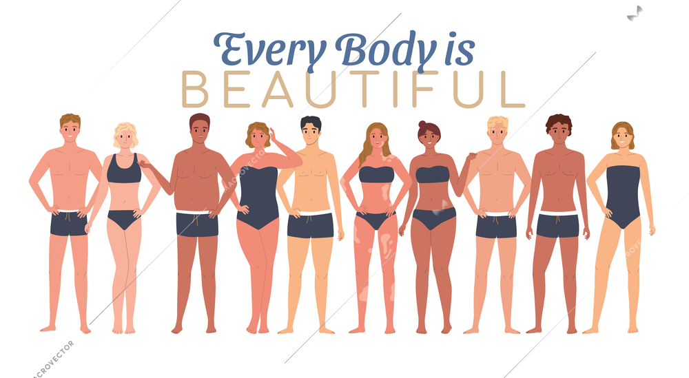 Love your body concept with different shape types flat vector illustration