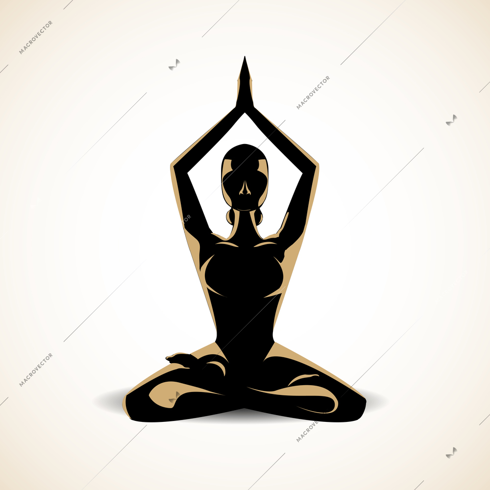 Woman silhouette in the yoga meditation pose vector illustration