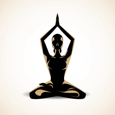 Woman silhouette in the yoga meditation pose vector illustration