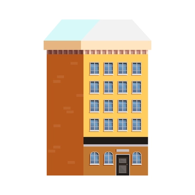 Flat residential building in winter vector illustration