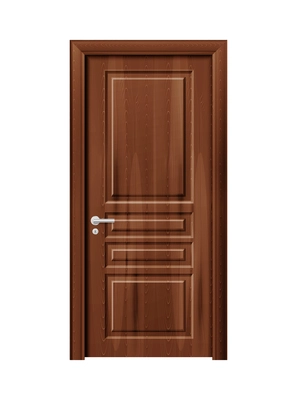 Closed modern wooden door realistic vector illustration