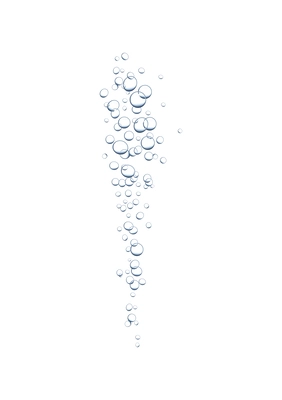 Ascending underwater air bubbles on white background realistic vector illustration