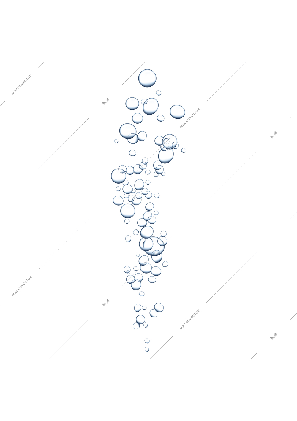 Realistic underwater fizzy stream consisting of ascending air bubbles vector illustration