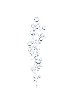 Realistic underwater fizzy stream consisting of ascending air bubbles vector illustration