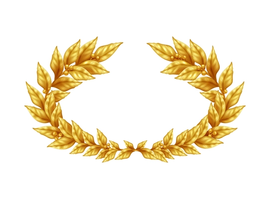 Realistic golden laurel wreath on white background vector illustration