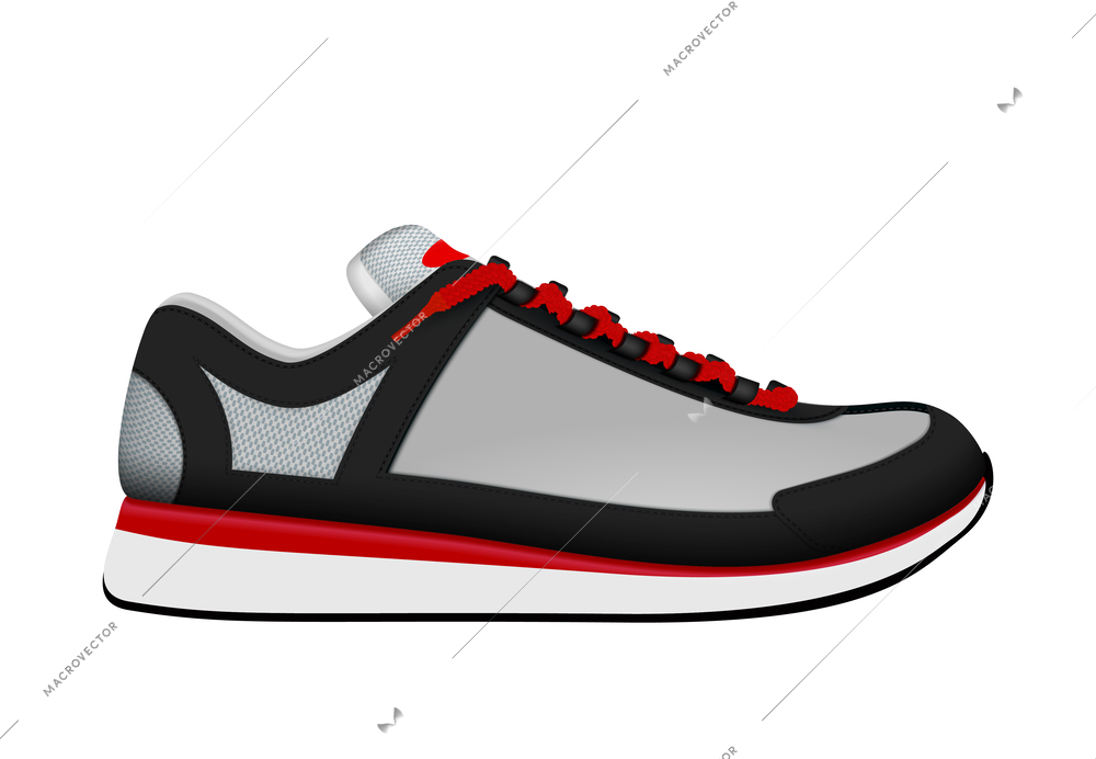 Colorful trendy unisex sneaker on white background realistic vector illustration