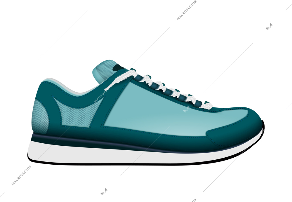 Realistic trendy color sneaker side view vector illustration