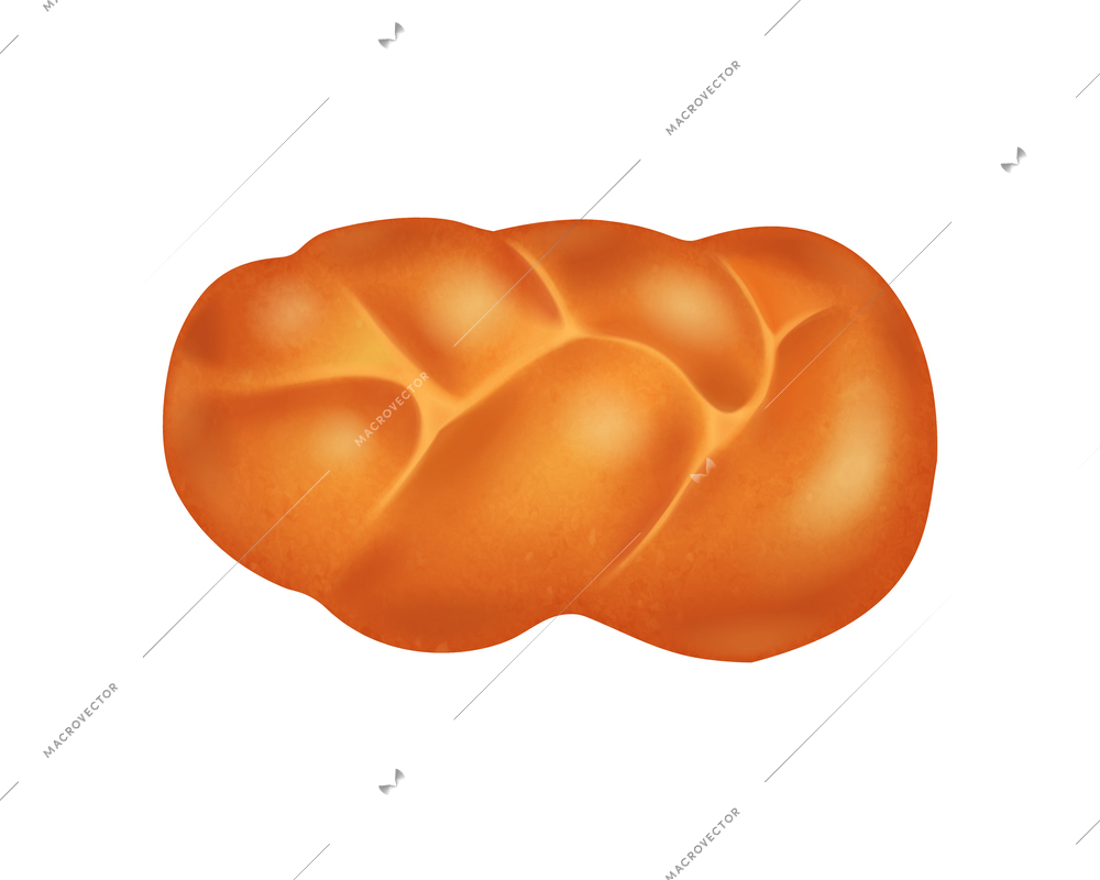 Realistic fresh wheat loaf plait bread vector illustration
