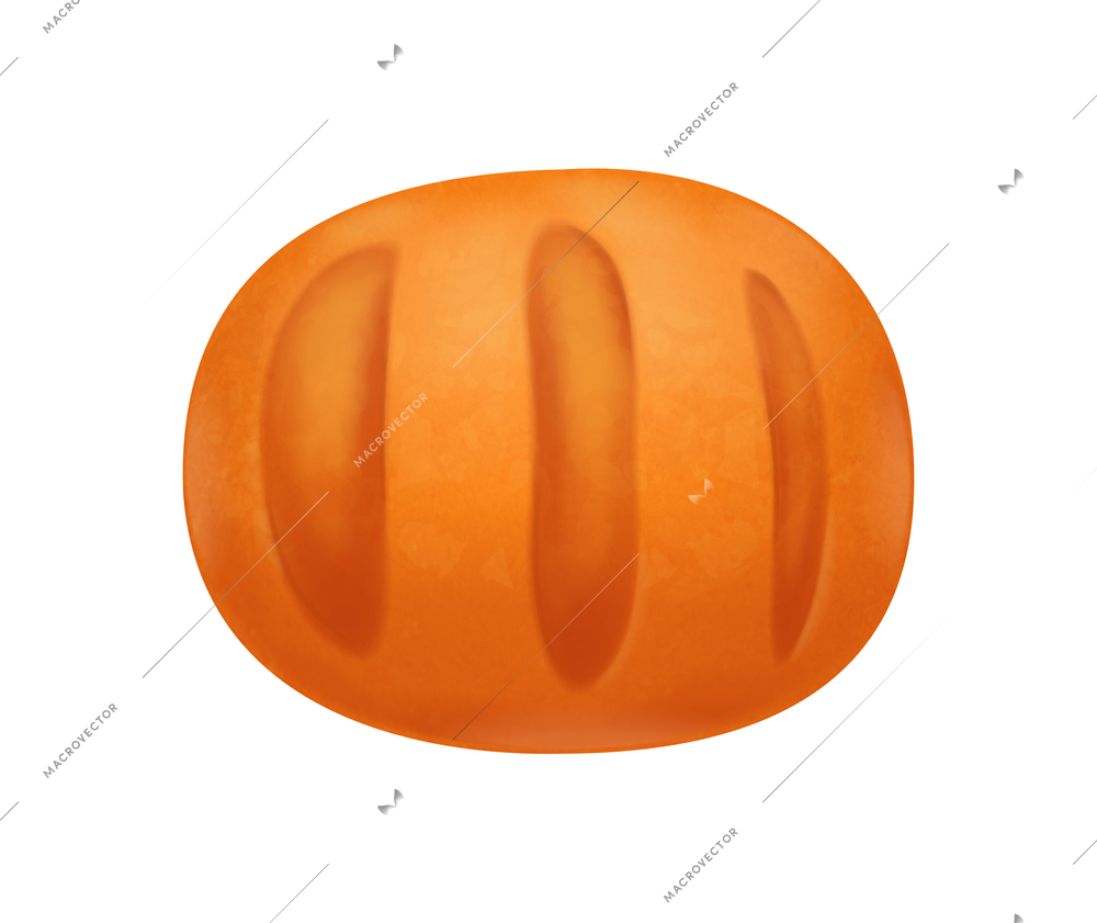 Realistic fresh wheat loaf bun bread top view vector illustration