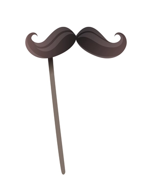 Realistic fake moustache on stick against white background vector illustration