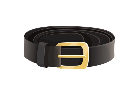 Black belt with golden buckle realistic vector illustration