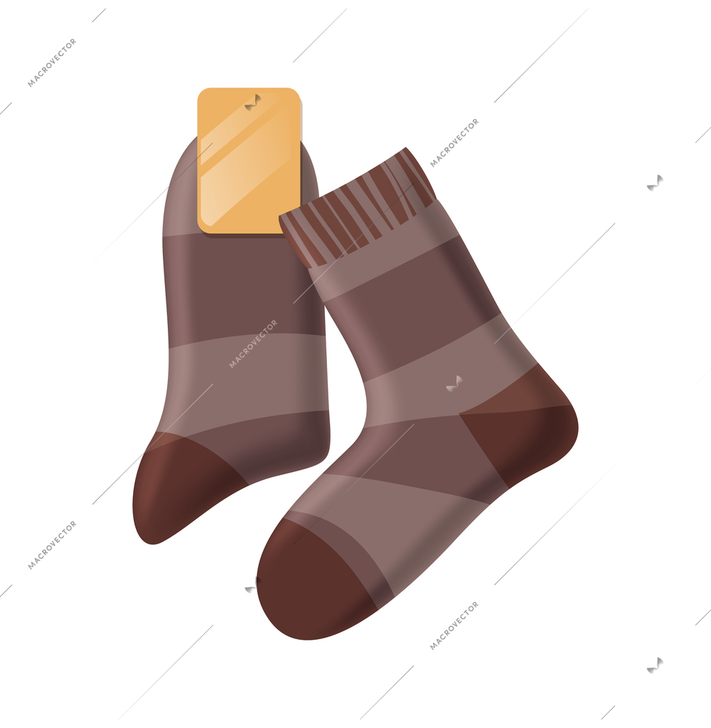 Realistic pair of new brown male socks vector illustration