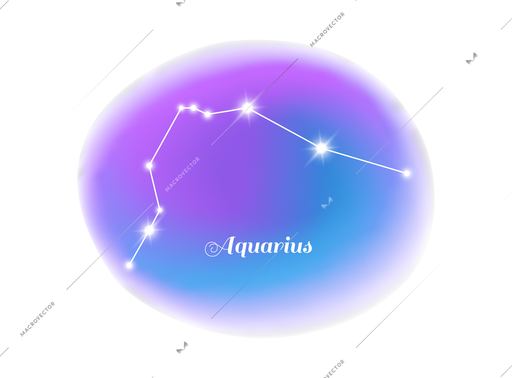 Astrology zodiac sign aquarius star constellation flat vector illustration