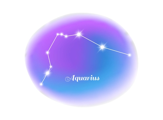 Astrology zodiac sign aquarius star constellation flat vector illustration