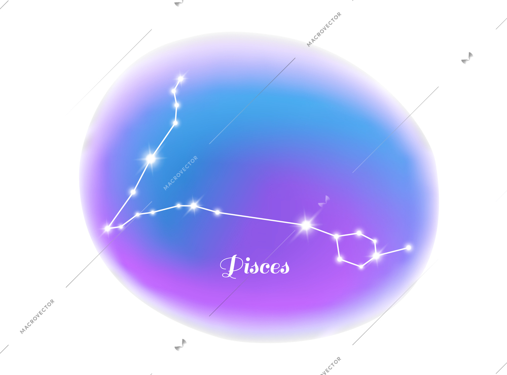 Astrology zodiac sign pisces star constellation flat vector illustration