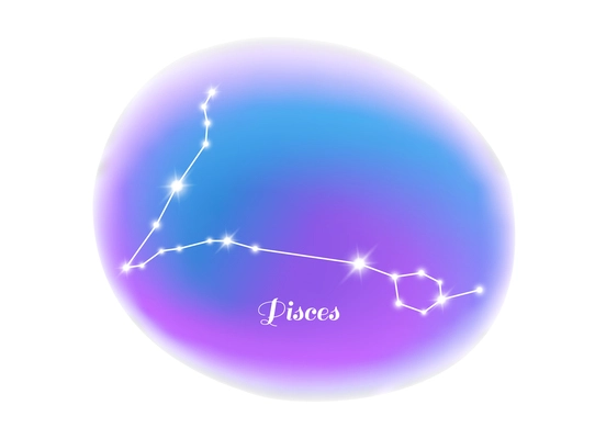 Astrology zodiac sign pisces star constellation flat vector illustration