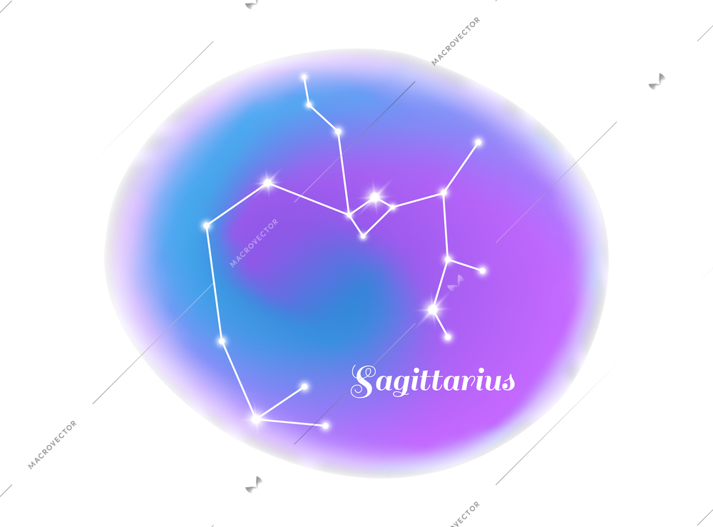 Astrology zodiac sign sagittarius star constellation flat vector illustration