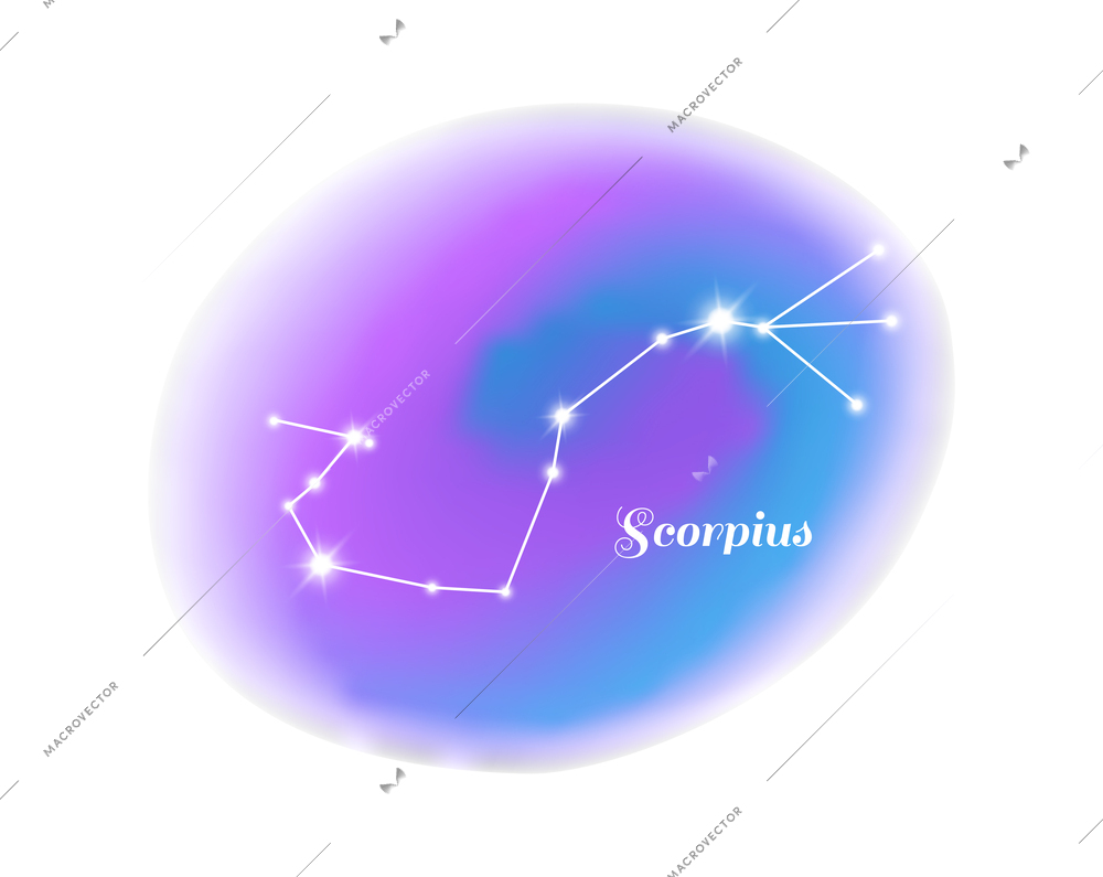 Astrology zodiac sign scorpius star constellation flat vector illustration