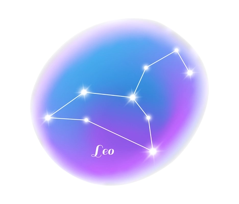 Astrology zodiac sign leo star constellation flat vector illustration