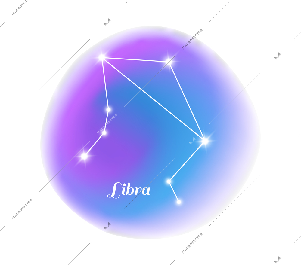 Astrology zodiac sign libra star constellation flat vector illustration