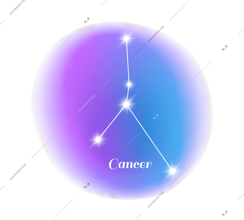 Astrology zodiac sign cancer star constellation flat vector illustration