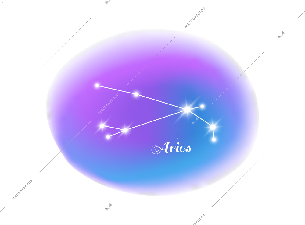 Astrology zodiac sign aeries star constellation flat vector illustration