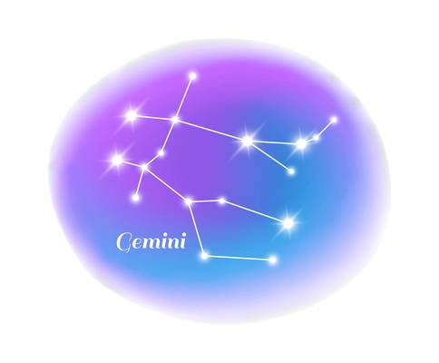 Astrology zodiac sign gemini star constellation flat vector illustration