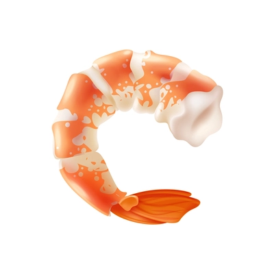 Boiled shrimp on white background realistic vector illustration