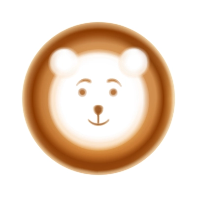 Realistic latte art with cute bear face vector illustration