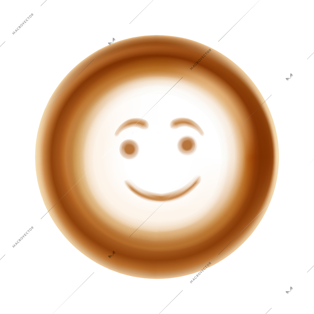 Realistic latte art with smiley top view vector illustration