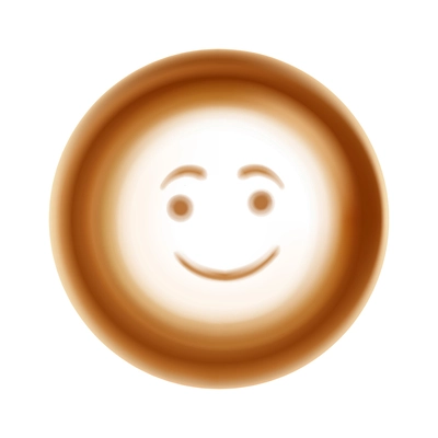 Realistic latte art with smiley top view vector illustration