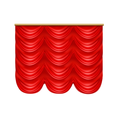 Luxury red curtains on golden rail realistic vector illustration