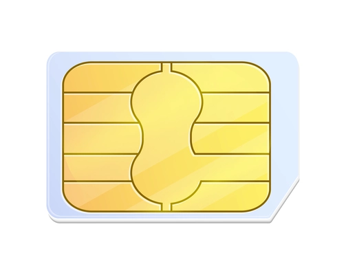 Mini sim card on white background realistic vector illustration