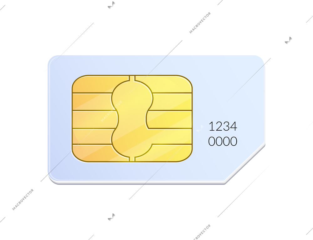 Realistic sim card on white background vector illustration