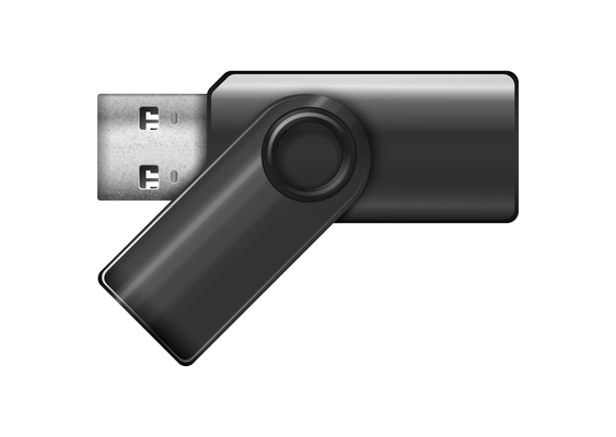 Realistic usb flash drive on white background vector illustration