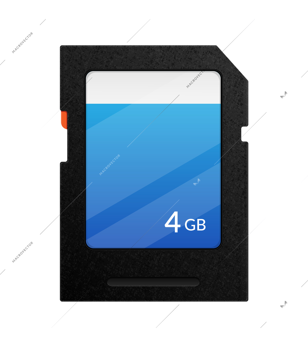 Memory card on white background realistic vector illustration