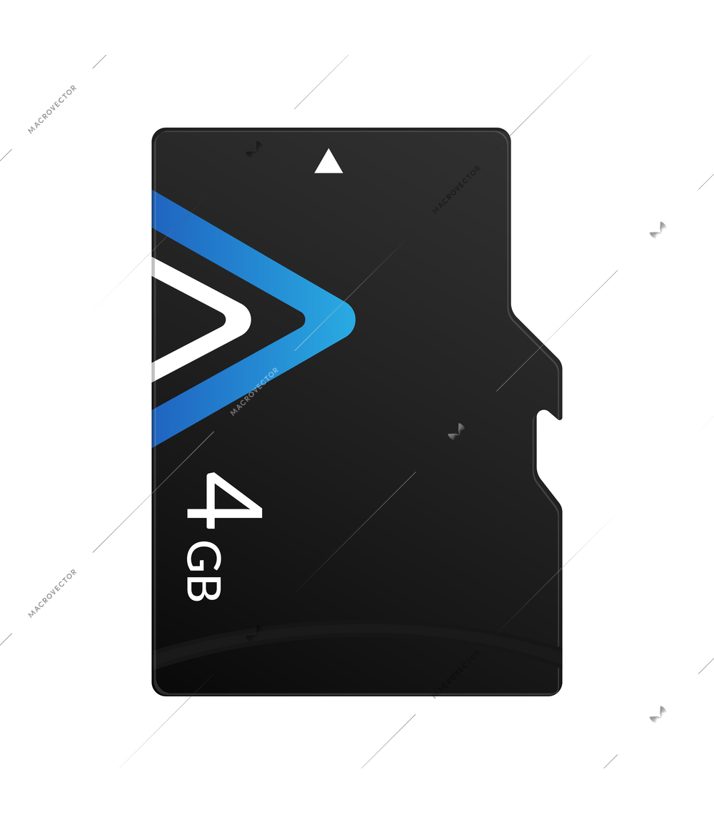 Memory card against white background realistic vector illustration